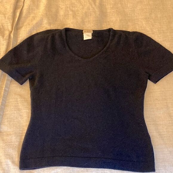 Malo 100 Cashmere V neck Short Sleeve Sweater in Navy. Size Small. - Picture 2 of 5